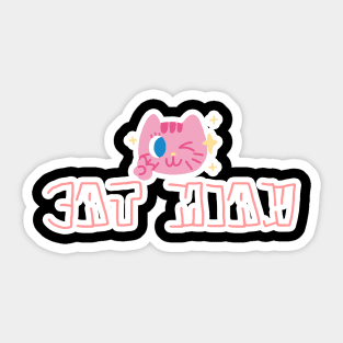 Cat miaw,cat miaw love,Funny Cat Miaw Sticker